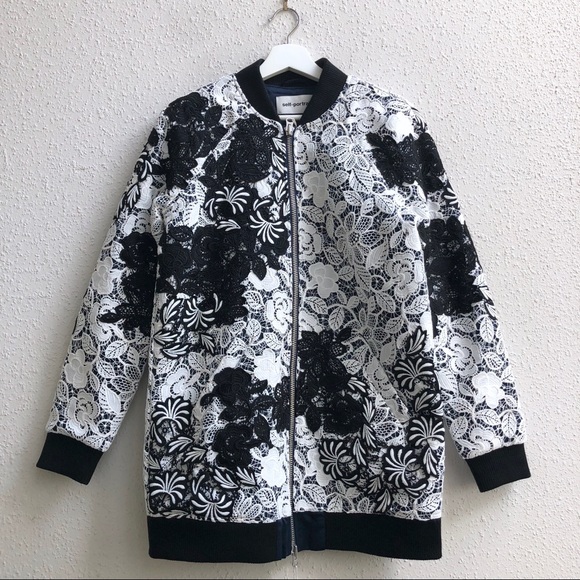 SELF-PORTRAIT Floral Guipure Two-Tone Lace Jacket - Picture 3 of 8